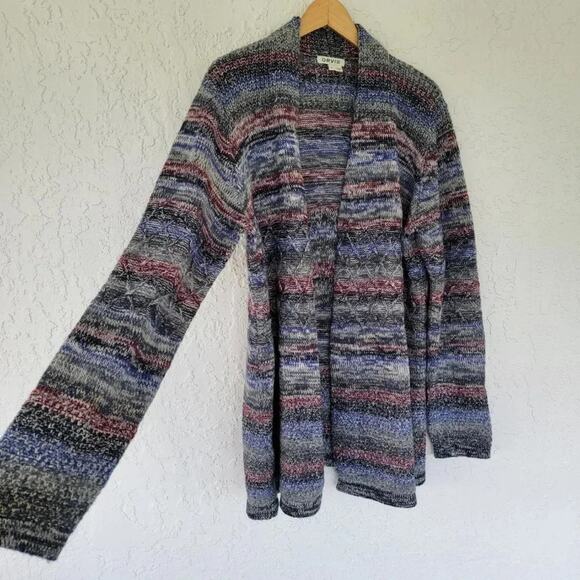 Orvis Knit Cardigan Sweater Cotton Alpaca Open Front Multicolor Womens Size L - Picture 4 of 10